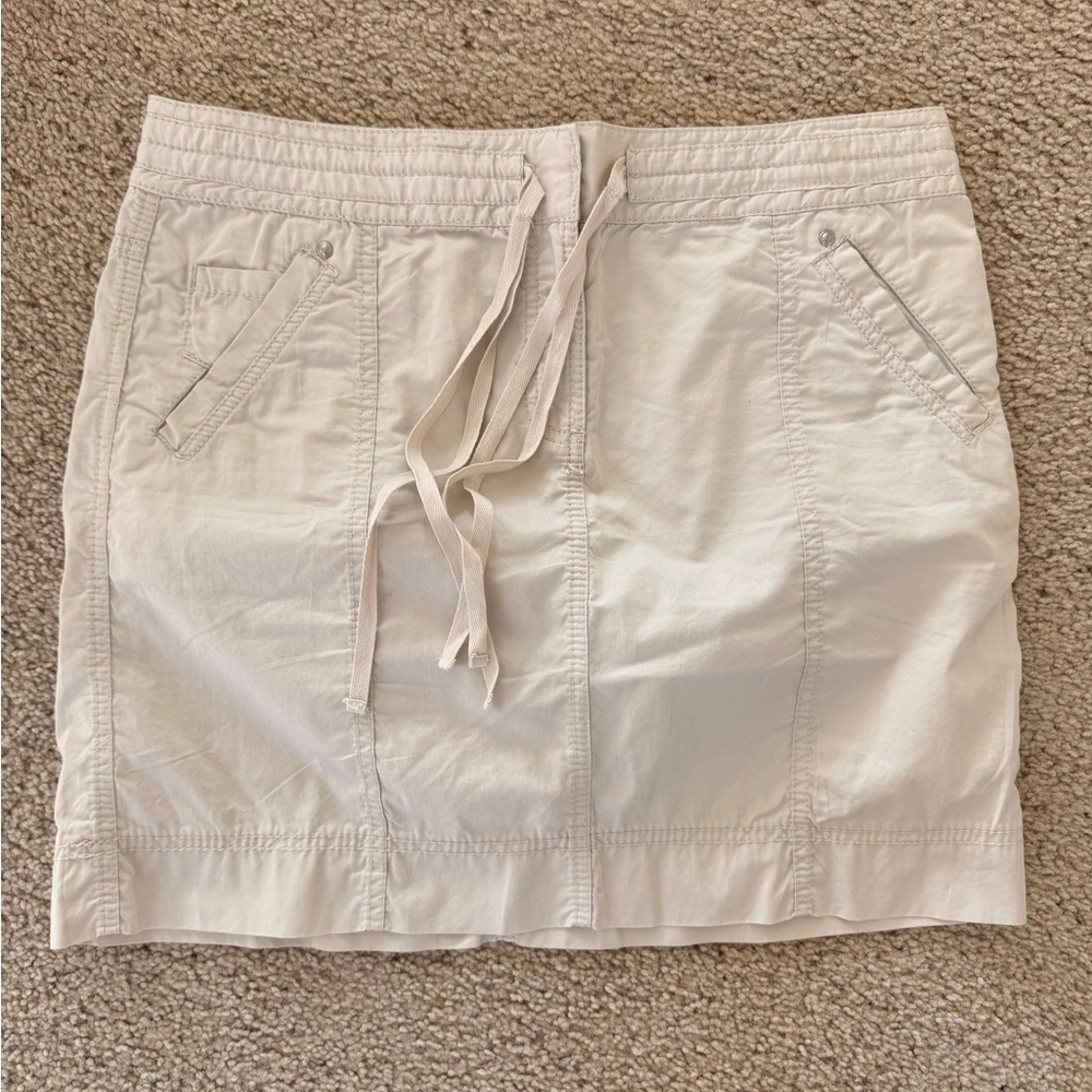 LOFT Light Tan Skirt with Drawstring 100% Cotton NWOT